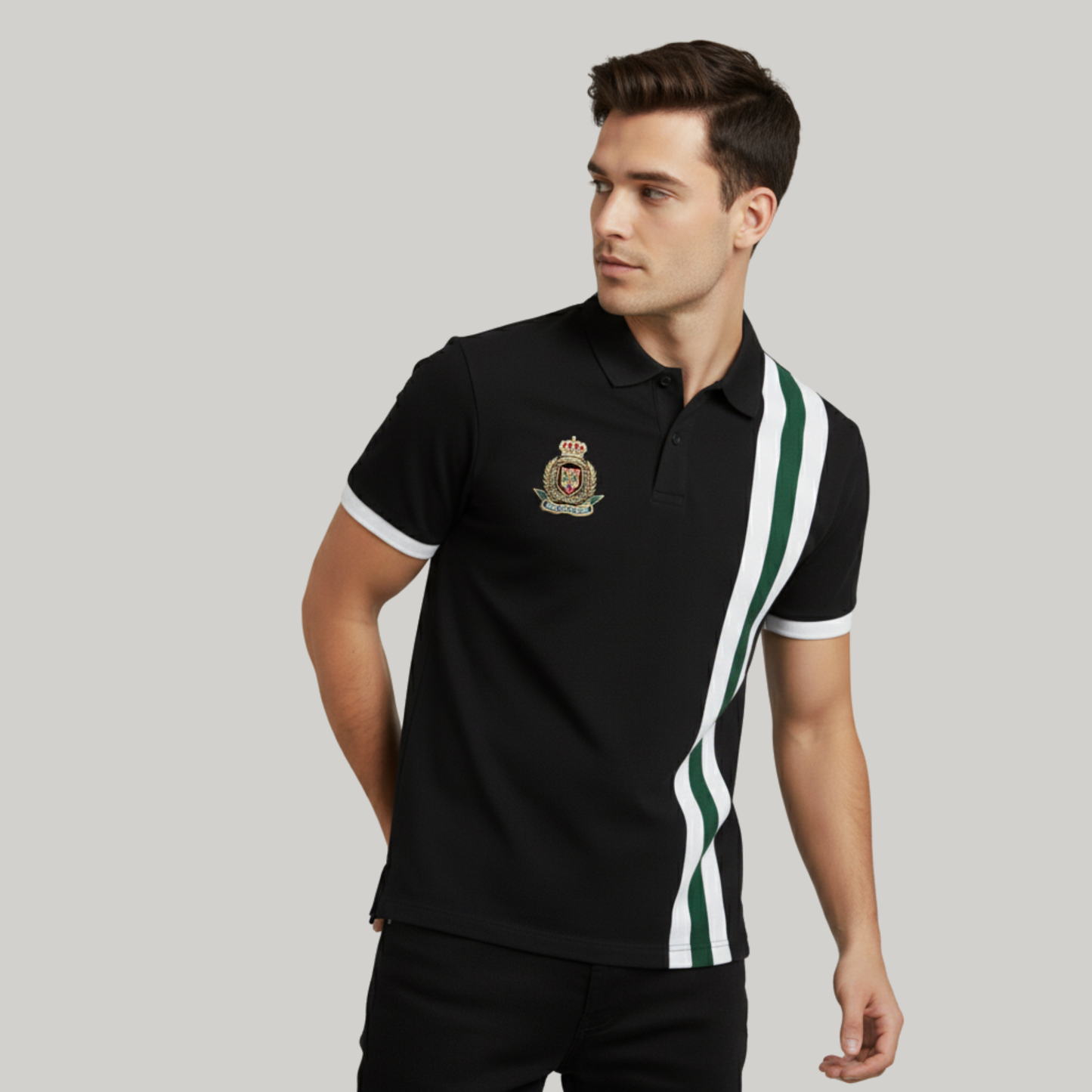 Regal Stripe Embroidered Polo