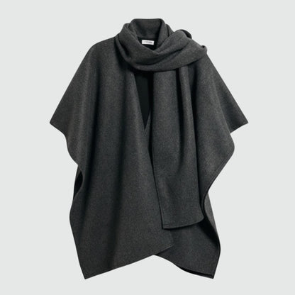 Doubleface Ruana with Attached Scarf